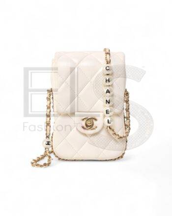 Chanel Phone Holder Pearl Timeless White ELS Fashion TV